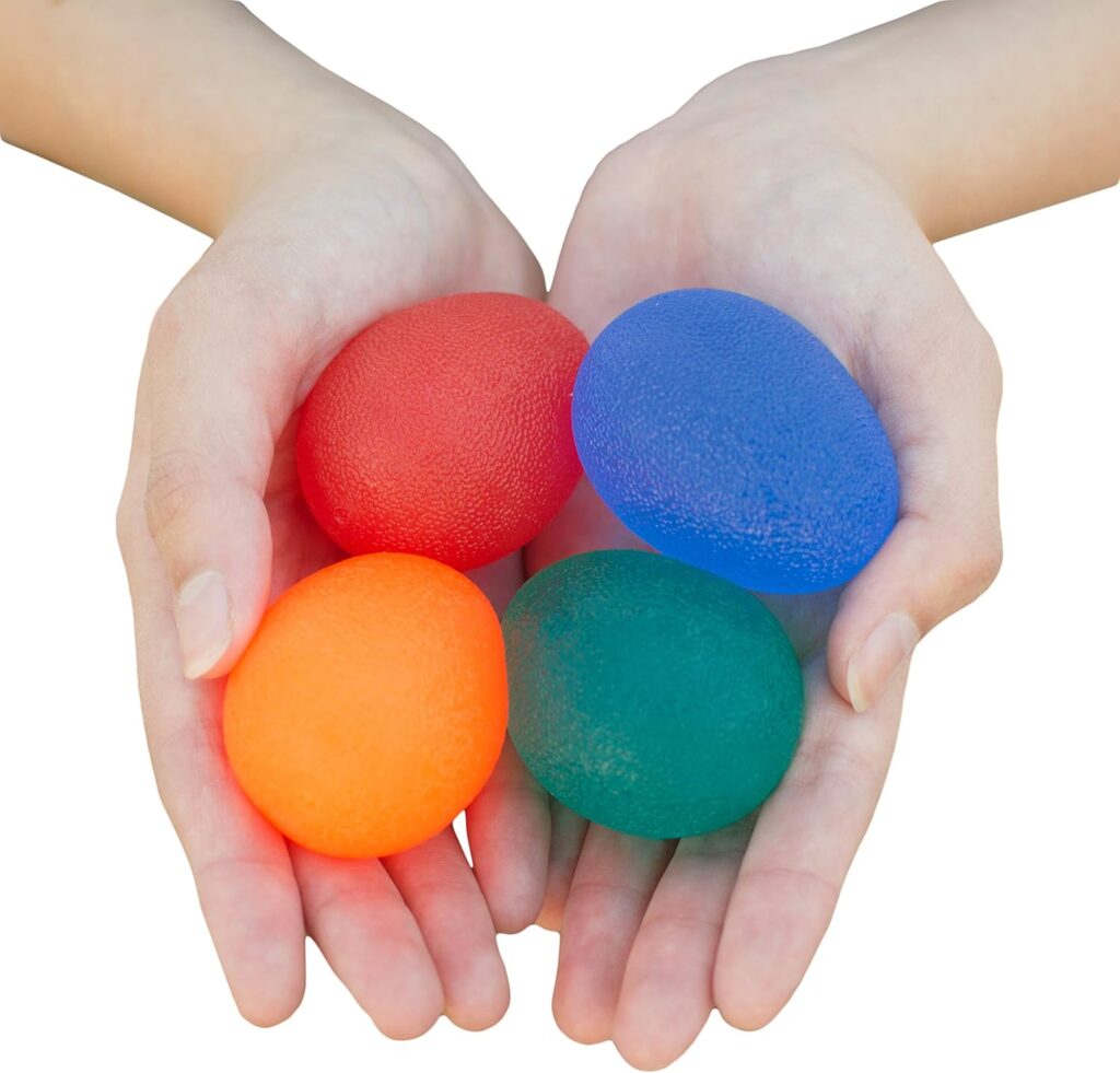 MS 4-Pack Hand Exercise Balls: Complete Therapy Kit for Grip Strength & Pain Relief